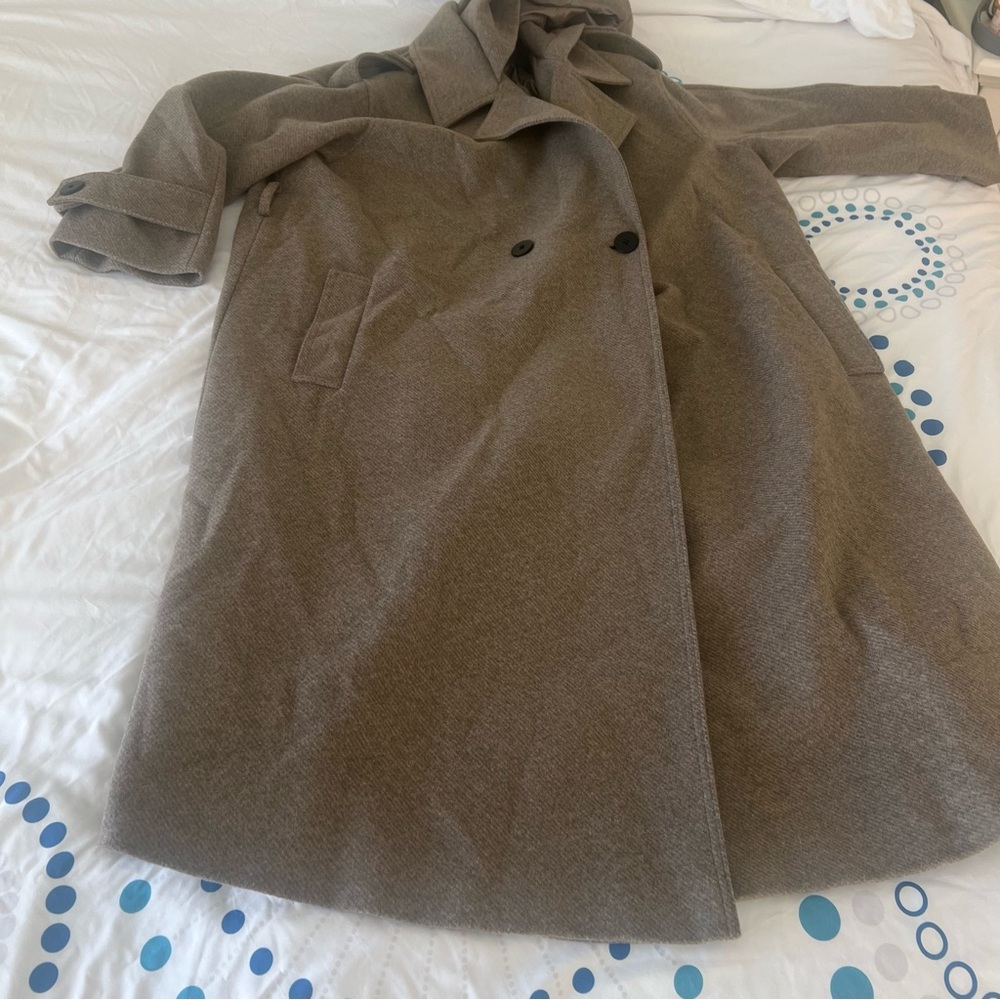 ASOS Designs Maternity Long Slouchy Hooded Trench Brown Size 8